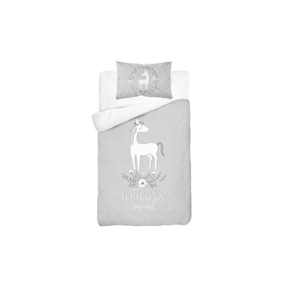 Present in the shop Detexpol Maya Moo Bedding 100x135 cm Unicorn Are Real Gray