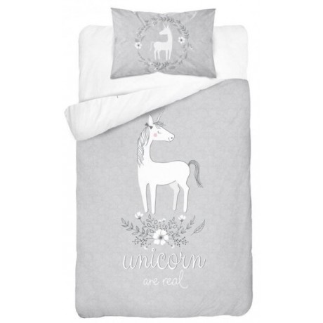Present in the shop Detexpol Maya Moo Bedding 100x135 cm Unicorn Are Real Gray