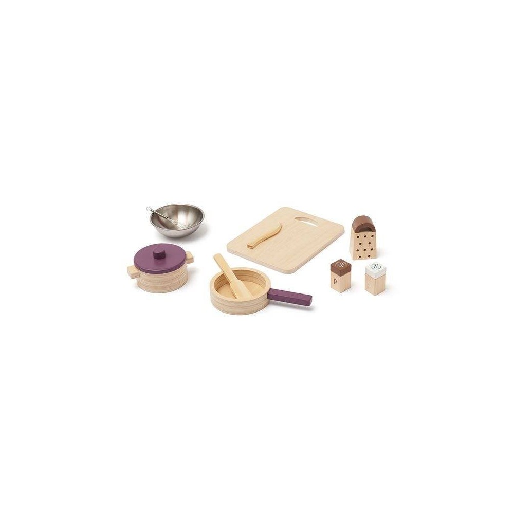 Children's kitchen and accessories Kids Concept Wooden Bistro Tableware Set 11 pieces.