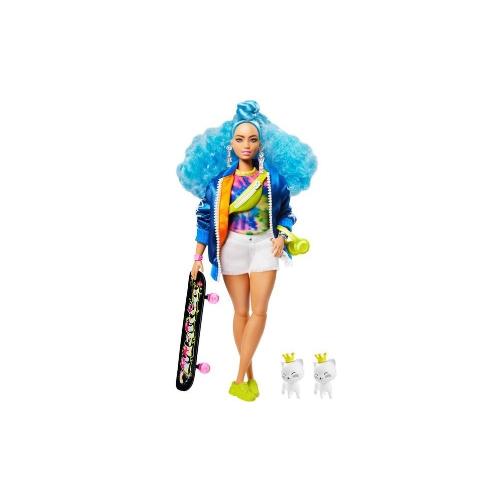Mattel Barbie Extra Doll With Skateboard & Kittens GRN30